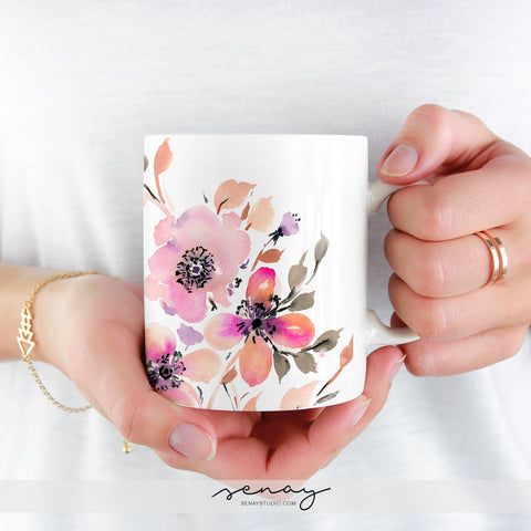 Beautiful floral ceramic mug 11oz