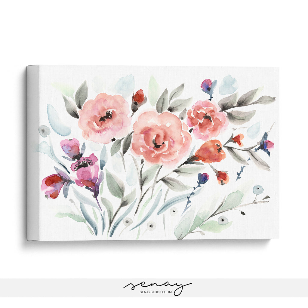 Beautiful floral painting wall art by SenayStudio.com