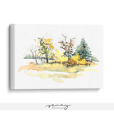 Autumn scene loose watercolour painting wall art SenayStudio