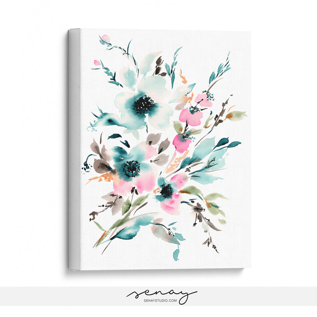 Beautiful loose watercolour painting stretched canvas giclee wall art