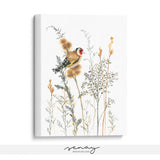 European goldfich bird cute painting and ready to hang stretched canvas print by Senay Studio