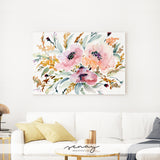 Juli artwork loose watercolour floral, stretched canvas made in Ontario Canada by Senay Studio