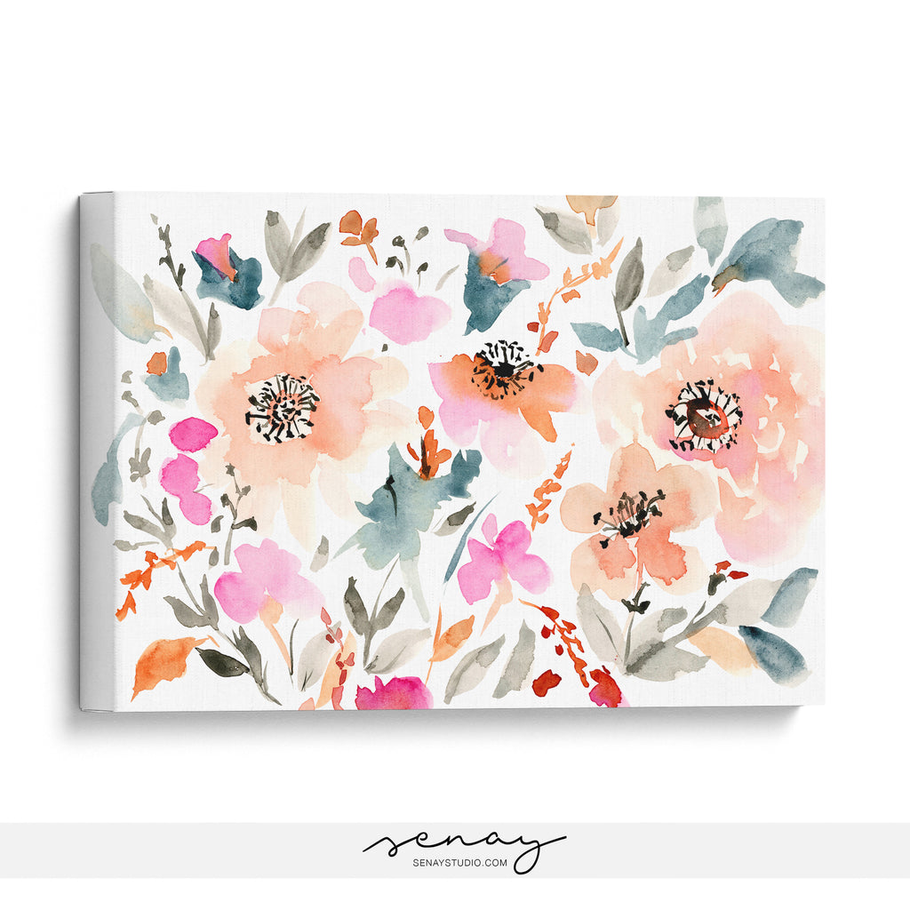 Melodi artwork lovely floral canvas wall art at senaystudio.com