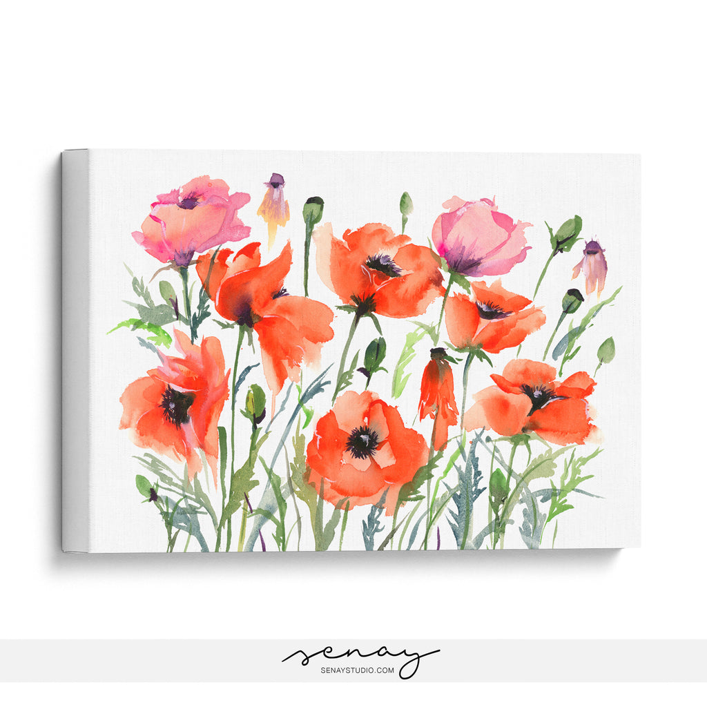 Poppy Garden watercolour painting artwork by Senay Studio