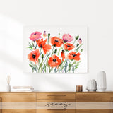 Poppies flower garden loose watercolour artwork wall art by SenayStudio