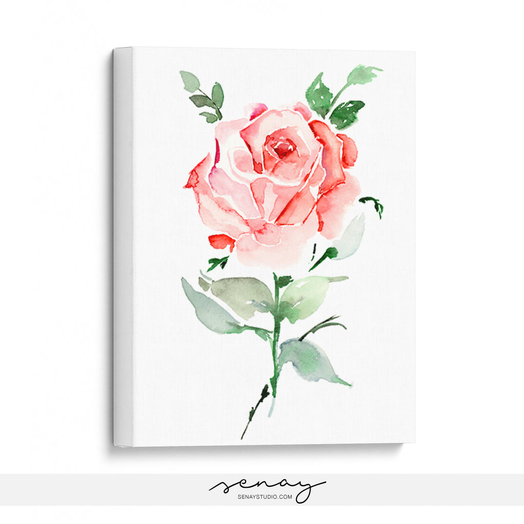 Rose watercolour painting by Senay, wall art made in Ontario Canada senaystudio.com