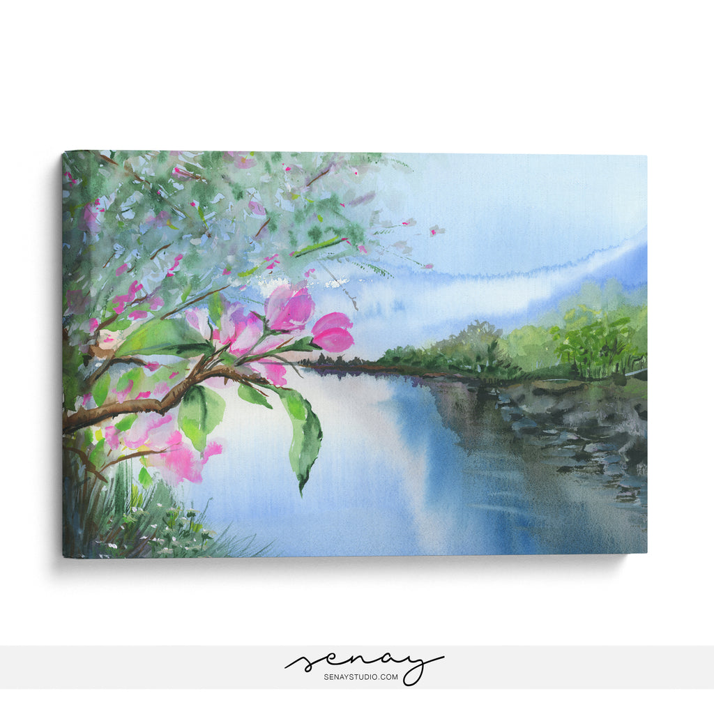 Beautiful watercolour painting by Senay, gallery style stretched canvas wall art made in Ontario Canada senaystudio.com