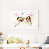 Lovely birds watercolour painting giclee wall artwork by Senay Studio