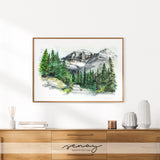 Beautiful and High Quality Rocky Mountains watercolour painting by Senay, senaystudio.com