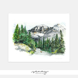Rocky Mountains watercolour painting by Senay, senaystudio.com