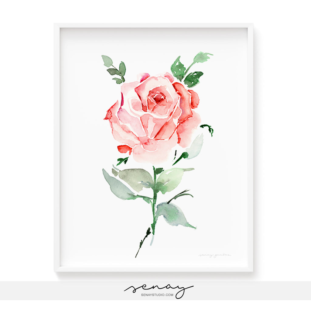 Rose watercolour painting by Senay Studio, senaystudio.com