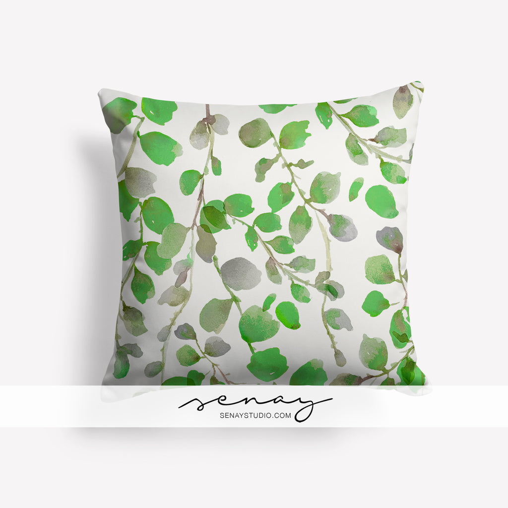 Green Leaves throw pillow cover - Senay Design Studio