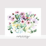 Pink Flowers Beautiful and One Of A Kind Loose Watercolour Paintings at SenayStudio.com