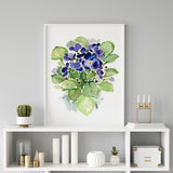 Beautiful African Violet Flower Watercolour Flowers Giclée Print by SenayStudio.com