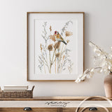 Beautiful Hand-Painted European Goldfinch Bird In A Wild, Giclée Art Print by SenayStudio.com