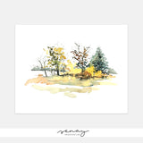 Autumn Scene Watercolour Giclée Art Print by SenayStudio.com