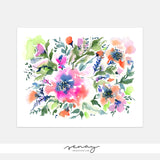 July Beautiful Loose Watercolour Floral Print by senaystudio.com