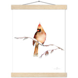 Fawn Cardinal Art Print & Hanger