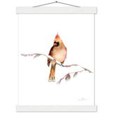 Fawn Cardinal Art Print & Hanger