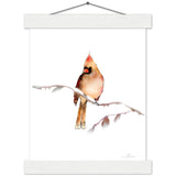 Fawn Cardinal Art Print & Hanger