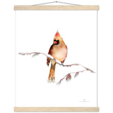 Fawn Cardinal Art Print & Hanger