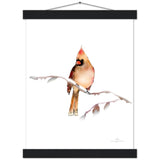 Fawn Cardinal Art Print & Hanger