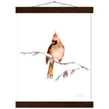 Fawn Cardinal Art Print & Hanger