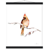 Fawn Cardinal Art Print & Hanger