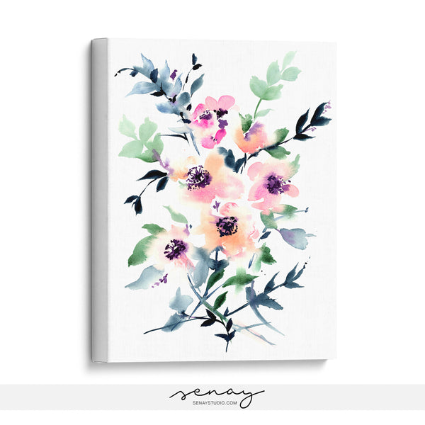 Loose watercolour painting stretched canvas print by Senay Studio 