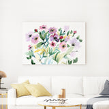 Large canvas Pink flowers artwork lovely floral wall art made in Ontario Canada at senaystudio.com