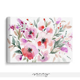Red roses watercolour artwork lovely floral canvas wall art made in Ontario Canada at senaystudio.com