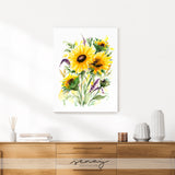 Beautiful sunflowers watercolour painting by Senay, gallery style stretched canvas wall art made in Ontario Canada senaystudio.com