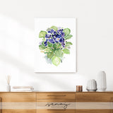 Violet Beautiful watercolour painting by Senay, gallery style stretched canvas wall art made in Ontario Canada senaystudio.com