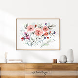 Beautiful and large scale watercolour floral artwork giclée print by SenayStudio.com