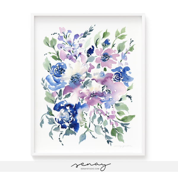 Beautiful watercolour floral art print by SenayStudio.com