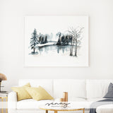 Winter scene watercolour painting by Senay Studio, senaystudio.com