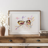 Beautiful Watercolour Birds Giclée Art Print by SenayStudio.com
