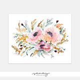 Beautiful and Unique Loose Watercolour Floral Print by senaystudio.com