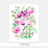 Beautiful Rosalie Watercolour Floral Art Prints by SenayStudio.com