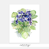 Beautiful Watercolour Violet Flower Giclée Print by SenayStudio.com