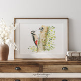 Beautiful Watercolour painting Great Spotted Woodpecker Birds Giclée Print by senaystudio.com