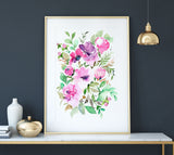 beautiful loose watercolour floral print by senaystudio.com