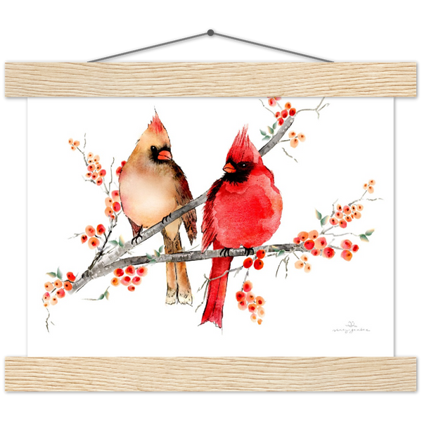 Mr and Mrs Cardinal Art Print & Hanger